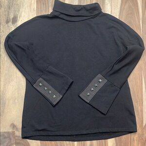 DREW Cozy Black Low Turtleneck with Studded Cuffs